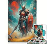 Rompecabezas de 1000 Piezas para Adultos: El Caballero Oscuro con la Luna Roja, Juego Familiar, decoración del hogar, Ideal para Decorar el Escritorio 38x52cm