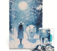 Rompecabezas de 1000 Piezas para Adultos El Camino del Lobo Lunar Juego Imposible análisis y lógica fortalece el Amor Entre Parejas 38x26cm