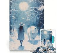 Rompecabezas de 1000 Piezas para Adultos El Camino del Lobo Lunar Juego Imposible análisis y lógica fortalece el Amor Entre Parejas 50x75cm