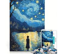 Rompecabezas de 1000 Piezas para Adultos El Cielo Estrellado de Van Gogh Juegos Familiares un Reto para completar Que fomenta el Amor Entre Parejas 38x26cm