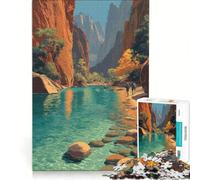 Rompecabezas de 1000 Piezas para Adultos: El desfiladero de Zion en otoño, decoración de Pared, dificultad Alta, cumpleaños y Navidad 38x26cm