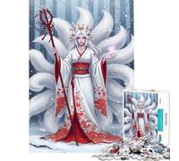 Rompecabezas de 1000 Piezas para Adultos El espíritu de la Reina Kitsune Atrapado en la Nieve Ayuda a ejercitar el Cerebro Decoración para el hogar Juego práctico para Mayores de 14 años (38x52cm)