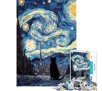 Rompecabezas de 1000 Piezas para Adultos El Gato Van Gogh Rompecabezas Interactivo para armar Juego práctico Interacción Entre Padres e Hijos (Tamaño 38x26cm)