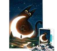 Rompecabezas de 1000 Piezas para Adultos El Gato y la Luna mágica Juegos relajantes y educativos Juguete Ideal para el Amigo Invisible Decoración (tamaño 50x75cm)