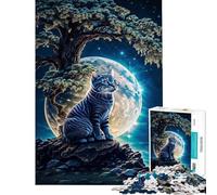 Rompecabezas de 1000 Piezas para Adultos El Gato y la Luna Rompecabezas para Adultos Juego Familiar para Mejorar la Memoria Gran Regalo para los Amantes de los Juegos (Tamaño 38x52cm)