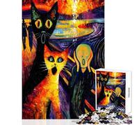 Rompecabezas de 1000 Piezas para Adultos El Grito con Gatos Juegos educativos para la diversión Familiar Juguete Decorativo para la Pared Fortalece el Amor Entre Parejas (50x75cm)