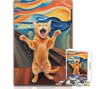 Rompecabezas de 1000 Piezas para Adultos, El Grito del Gato Naranja, Relajante y Relajante, Ideal para Interiores, Juguete de Ocio con Ajuste, tamaño 50x75cm