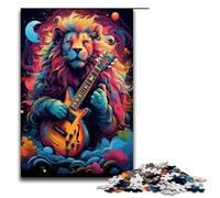 Rompecabezas de 1000 Piezas para Adultos El león Toca la Guitarra Rompecabezas para la Mente cumpleaños 75x50cm