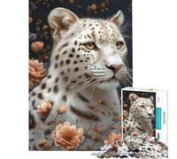 Rompecabezas de 1000 Piezas para Adultos El Leopardo Blanco Juguete antiestrés Ideal para aliviar el estrés Perfecto como Regalo (tamaño 50x75cm)