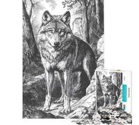 Rompecabezas de 1000 Piezas para Adultos El Lobo en el Bosque Juegos Familiares Que desafían la Inteligencia Juguetes adictivos Un Gran Regalo para la diversión Familiar (tamaño 50x75cm)