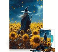Rompecabezas de 1000 Piezas para Adultos El Mago en el Campo de Girasoles Juego Divertido y Relajante Corte láser Tiempo de Tranquilidad y Ejercicio Mental en casa (38x26cm)