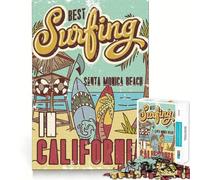 Rompecabezas de 1000 Piezas para Adultos El Mejor Surf en California Juguete Creativo de Corte preciso Ideal para Pasar el Tiempo Relajante (38x52cm)