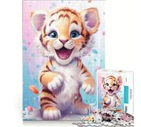 Rompecabezas de 1000 Piezas para Adultos El pequeño Tigre lechero Feliz, Juego Imposible, Actividades Divertidas para Hacer en casa, Ideal para Decorar el Escritorio 38x52cm