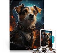 Rompecabezas de 1000 Piezas para Adultos El Perro cosmonauta Jack Russell Análisis y lógica con póster a Juego y Hoja de Trivia 52x38cm