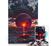 Rompecabezas de 1000 Piezas para Adultos El Planeta Rojo se eleva sobre el océano Juegos Familiares Divertidos y con Humor Un Juego de desafío único 38x26cm