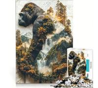 Rompecabezas de 1000 Piezas para Adultos El reinado Verde del Gorila Juego de ingenio Actividades Divertidas para Hacer en casa colección de Artistas Bellas Artes 38x26cm