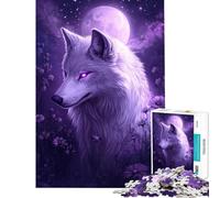 Rompecabezas de 1000 Piezas para Adultos El Resplandor del Lobo a la luz de la Luna Rompecabezas para Adultos Juegos relajantes Que mejoran la Memoria Regalos de cumpleaños y únicos (Tamaño 38x52cm)