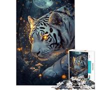Rompecabezas de 1000 Piezas para Adultos El Resplandor del Tigre a la luz de la Luna - Rompecabezas para Adultos Juego de ingenio decoración para el hogar Juego desafiante Regalo (tamaño 50x75cm)