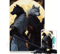 Rompecabezas de 1000 Piezas para Adultos El Samurái Lobo y el Pistolero Juego Divertido y Relajante Corte láser Tiempo de Tranquilidad y Ejercicio Mental en casa (38x26cm)