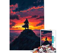 Rompecabezas de 1000 Piezas para Adultos El samurái Solitario al Atardecer Juego de ingenio Juguetes educativos Regalo de cumpleaños Análisis y lógica (Tamaño 38x52cm)