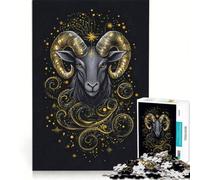 Rompecabezas de 1000 Piezas para Adultos El Signo Zodiacal Aries en la Oscuridad Juguete antiestrés decoración póster y Hoja de Preguntas a Juego 38x52cm