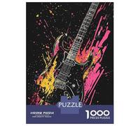 Rompecabezas De 1000 Piezas para Adultos Electric Guitar Splash Art Rompecabezas para Adultos Juegos De Relajación Desafío Difícil Ayuda A Ejercitar El Cerebro 38x26cm/1000pcs