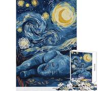 Rompecabezas de 1000 Piezas para Adultos Elefante bajo el Cielo Estrellado decoración del hogar Juguetes Regalo de cumpleaños Juego Imposible Cada Pieza es única - Tamaño 38x52cm