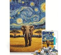 Rompecabezas de 1000 Piezas para Adultos: Elefante bajo un Cielo Estrellado Juegos relajantes para ejercitar la Mente y Las Manos cumpleaños y Navidad 38x26cm