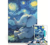 Rompecabezas de 1000 Piezas para Adultos: Elefante bajo un Cielo Estrellado, Juguete Educativo, difícil y desafiante, Ideal para añadir a la Lista de Deseos con Papá Noel 38x26cm