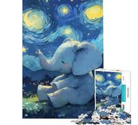 Rompecabezas de 1000 Piezas para Adultos Elefante bajo un Cielo Estrellado Regalos de cumpleaños y Navidad para Mujeres Juguetes de Bricolaje para Mayores de 14 años Juego de Rompecabezas Incluido
