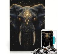 Rompecabezas de 1000 Piezas para Adultos, Elefante Dorado, Juguetes para armar, Mejora la Memoria, cumpleaños y Navidad 50x75cm