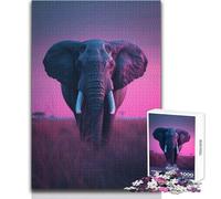 Rompecabezas de 1000 Piezas para Adultos, Elefante, Elegante Puesta de Sol, Divertido, Tranquilo, Tiempo Libre, Ajuste preciso, Juguete de Juego, tamaño 50x75cm