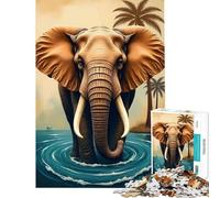 Rompecabezas de 1000 Piezas para Adultos Elefante en el Agua Ayuda a ejercitar el Cerebro y Mejora la Memoria Juego Educativo para Mayores de 14 años Juego de Rompecabezas Disponible 38x52cm