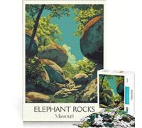 Rompecabezas de 1000 Piezas para Adultos: Elefante en Las Rocas de Missouri, Juego Familiar, interacción Entre Padres e Hijos, cumpleaños y Navidad 50x75cm