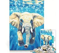 Rompecabezas de 1000 Piezas para Adultos: Elefante Nadando bajo el Agua con Burbujas Juegos relajantes para ejercitar la Mente y Las Manos cumpleaños y Navidad 50x75cm