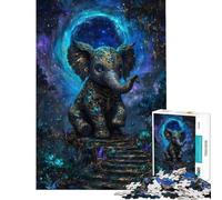 Rompecabezas de 1000 Piezas para Adultos Elefante ornamentado en un Bosque mágico Juguete para Decorar la Pared Carrera de Velocidad Manual cumpleaños y Navidad (tamaño 38x52cm)