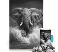 Rompecabezas de 1000 Piezas para Adultos: Elefante Salpicadura, Juego práctico, Mejora la Memoria, Regalo Ideal para Toda la Familia 38x26cm