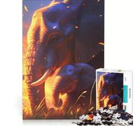 Rompecabezas de 1000 Piezas para Adultos: Elefante y su cría Juego práctico Que Mejora la Memoria Toda la Familia 38x52cm