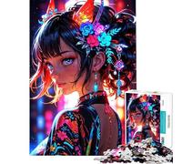 Rompecabezas de 1000 piezas para adultos Elegancia radiante Musa floral neón Rompecabezas para adolescentes Juego familiar Carrera de velocidad manual Interacción entre padres e hijos (Tamaño 38x52cm)