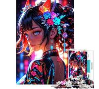 Rompecabezas de 1000 Piezas para Adultos Elegancia Radiante︰ Muse Floral neón Rompecabezas para Adultos Juego de ingenio Mejora la Memoria Interacción Entre Padres e Hijos (Tamaño 38x26cm)