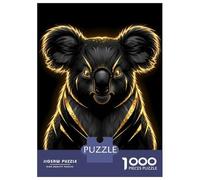 Rompecabezas De 1000 Piezas para Adultos Elegant Black and Gold Koala Portrait Rompecabezas para Adultos Juego De Ingenio Una Obra De Arte Interacción Entre Padres E Hijos 52x38cm/1000pcs