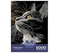 Rompecabezas De 1000 Piezas para Adultos Elegant Cat Portrait in Scratchboard Style Rompecabezas para Adultos Juguetes Antiestrés Difícil Difícil Y Desafiante 38x26cm/1000pcs