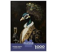 Rompecabezas De 1000 Piezas para Adultos Elegant Gilded Peacock with Champagne Rompecabezas para Adultos Juegos Relajantes Que Mejoran La Memoria Diversión En Casa Actividades, 52x38cm/1000pcs