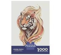 Rompecabezas De 1000 Piezas Para Adultos Elegant Tiger Portrait with Floral Accent Rompecabezas Para Adultos Juguete Decoración De Pared Decoración Del Hogar Interacción Entre Padres E Hijos 38x26cm/1