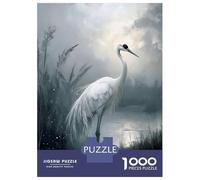 Rompecabezas De 1000 Piezas para Adultos Elegant White Crane in Misty Waters Rompecabezas para Adultos Juegos Divertidos Regalo De Cumpleaños Diversión En Casa Actividades, 52x38cm/1000pcs