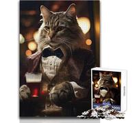 Rompecabezas de 1000 Piezas para Adultos, Elegante Gato cervecero, Divertido, Tranquilo, para Pasar el Tiempo Libre, Juguete de Ajuste preciso, tamaño 50x75cm