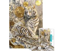 Rompecabezas de 1000 Piezas para Adultos Elegante Rompecabezas de la Majestad del Tigre para Adultos Juegos relajantes Alivio del estrés diversión en casa (tamaño 38x26cm)