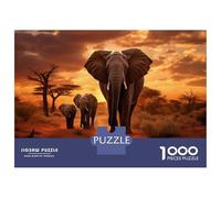 Rompecabezas De 1000 Piezas para Adultos Elephant Family at Sunset Rompecabezas para Adultos Juegos De Relajación para La Diversión Familiar Interacción Entre Padres E Hijos 52x38cm/1000pcs