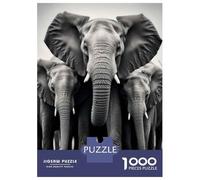 Rompecabezas De 1000 Piezas para Adultos Elephant Family Portrait Rompecabezas para Adultos Juguete Decoración De Pared Regalos para Mujeres Desafiante De Completar 38x26cm/1000pcs