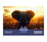 Rompecabezas De 1000 Piezas para Adultos Elephant in A Field at Sunset Rompecabezas para Adultos Juegos Relajantes Regalo De Cumpleaños Regalos Y Cumpleaños Únicos 52x38cm/1000pcs
